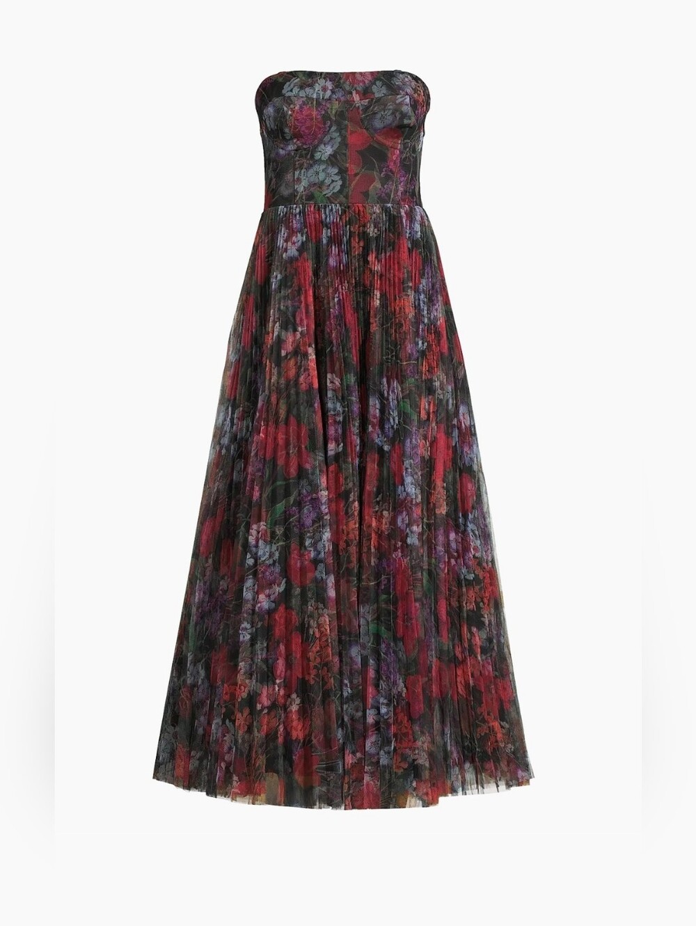 Hutch Alba Floral Pleated Tulle Gown. - Picture 4 of 11